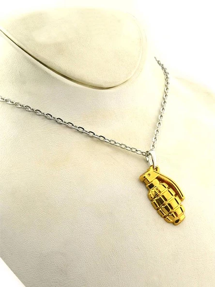 El Bombası - Grenade - Kolye - Gold Görünümlü - Resim 4