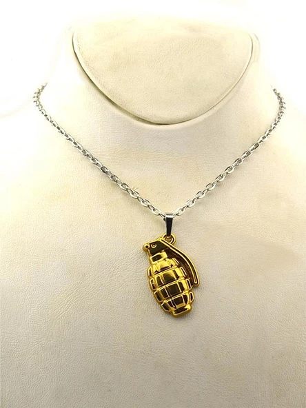 El Bombası - Grenade - Kolye - Gold Görünümlü - Resim 7