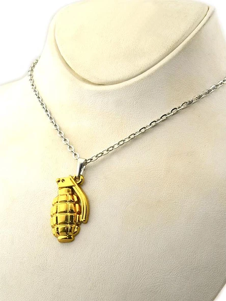 El Bombası - Grenade - Kolye - Gold Görünümlü - Resim 10