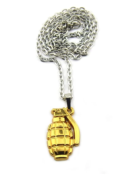 El Bombası - Grenade - Kolye - Gold Görünümlü - Resim 9