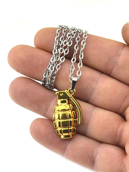 El Bombası - Grenade - Kolye - Gold Görünümlü - Resim 5
