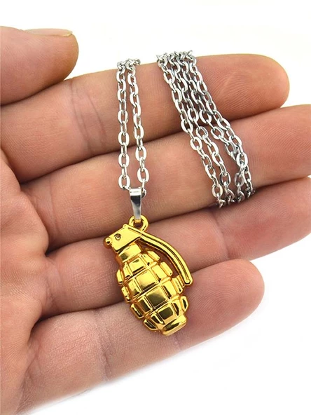 El Bombası - Grenade - Kolye - Gold Görünümlü - Resim 3