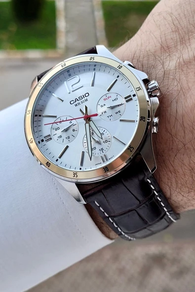 Casio CSISTE1 Kasası Gümüş Kordonu Acı Kahverengi Renk Göstergeli Fonksiyonel Erkek Kol Saati ürün görseli 1