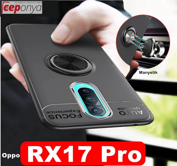 Oppo RX17 Pro Yüzüklü Standlı Manyetikli Kamera Korumalı Kılıf ürün görseli 1