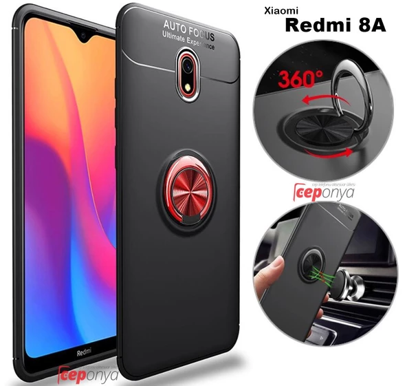 Xiaomi Redmi 8A Yüzüklü Standlı Manyetikli Kamera Korumalı Kılıf ürün görseli 1