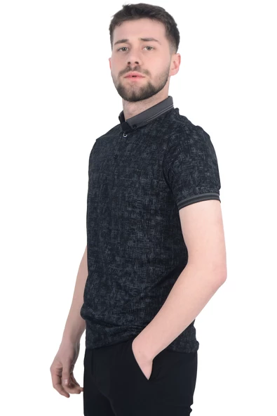 Cengiz İnler Jakar Desenli Erkek Polo Yaka T-shirt ürün görseli 1
