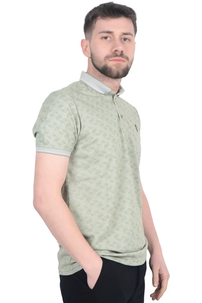 Cengiz İnler Geometrik Desen Erkek Polo Yaka T-shirt ürün görseli 1
