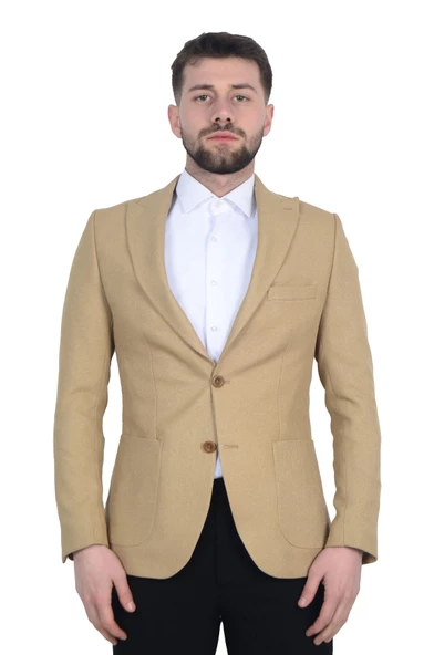 Cengiz İnler İtalyan Hasır Desen Slim Fit Erkek Ceket ürün görseli 1
