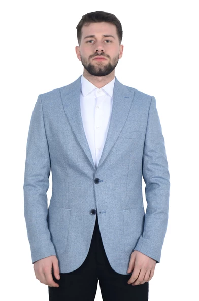 Cengiz İnler Kendinden Desenli Kırlangıç Yaka Çift Düğme Torba Cepli Slim Fit Erkek Ceket ürün görseli 1