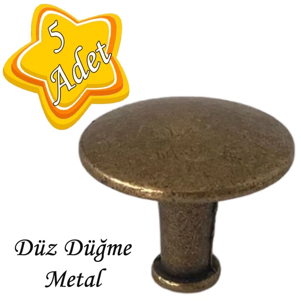 5 Adet Düz Düğme Antik Sarı Kulp Mobilya Çekmece Dolap Kapak Kulbu Metal Kulp Aksesuarları Vidalı ürün görseli 1