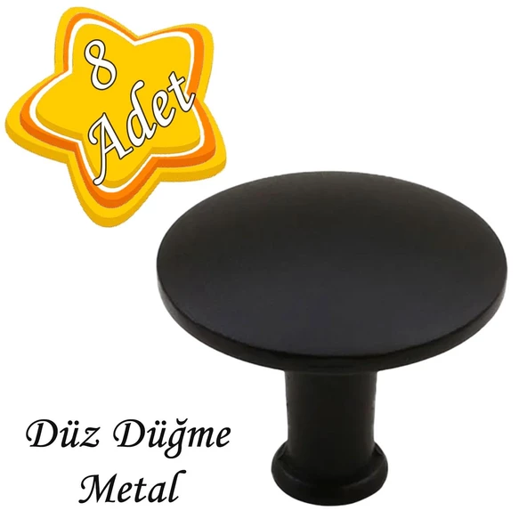 8 Adet Düz Düğme Siyah Kulp Mobilya Çekmece Dolap Kapak Kulbu Metal Kulp Aksesuarları Vidalı ürün görseli 1
