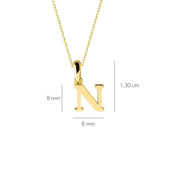 14 Ayar Altın N Harfi Kolye 1,54 gr - Resim 3
