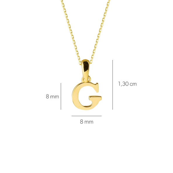 14 Ayar Altın G Harfi Kolye 1,49 gr - Resim 4