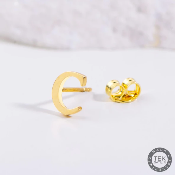 14 Ayar Altın C Harf Küpe 0,45 gr ürün görseli 1
