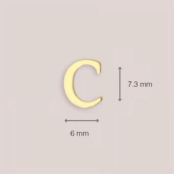 14 Ayar Altın C Harf Küpe 0,45 gr - Resim 4