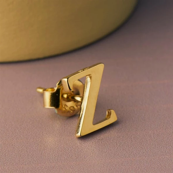 14 Ayar Altın Z Harf Küpe 0,45 gr - Resim 8