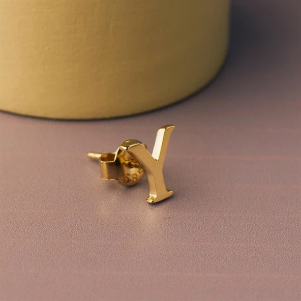 14 Ayar Altın Y Harf Küpe 0,40 gr - Resim 7