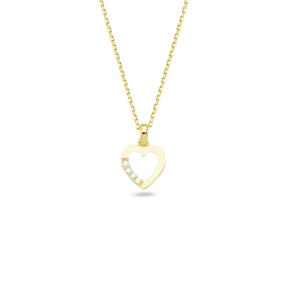 14 Ayar Altın Kalp Taşlı Kolye 1.68 gr ürün görseli 1