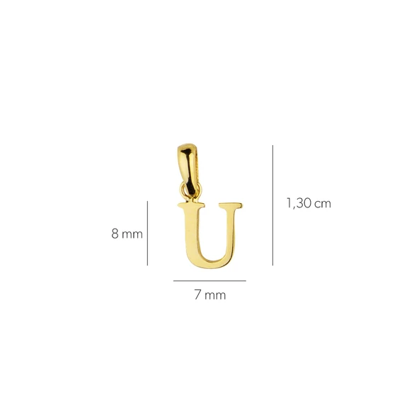 14 Ayar Altın U Harfi Kolye Ucu 0,45 gr - Resim 3
