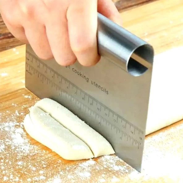Paslanmaz Lüks Çelik Hamur Kesme Aparatı Çelik Kesici Kazıyıcı Pasta Ve Kek Şekillendiren Spatula ürün görseli 1