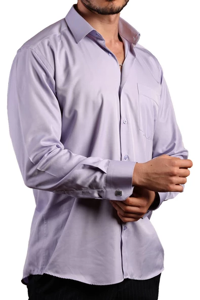 Lila Rahat Kesim Micro Kumaş Kol Düğmeli Regular Fit Erkek Gömlek - 190-3 ürün görseli 1