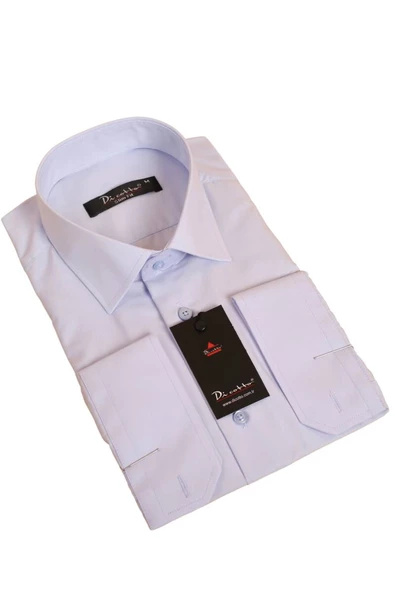 Açık Mavi Dar Kesim Slim Fit Uzun Kol Düz Renk Erkek Gömlek  - 151-3 ürün görseli 1
