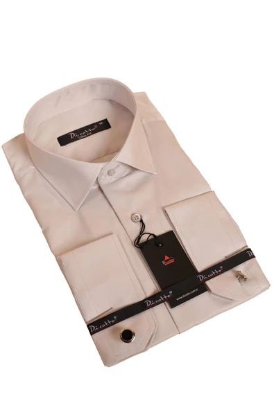 Açık Gri Dar Kesim Micro Kumaş Kol Düğmeli Slim Fit Erkek Gömlek - 201-9 ürün görseli 1