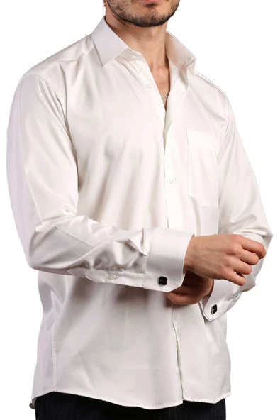 Krem Rahat Kesim Micro Kumaş Kol Düğmeli Regular Fit Erkek Gömlek - 190-10 ürün görseli 1