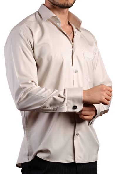 Açık Gri Rahat Kesim Micro Kumaş Kol Düğmeli Regular Fit Erkek Gömlek - 190-9 ürün görseli 1