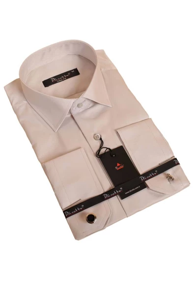 Açık Gri Dar Kesim Micro Kumaş Kol Düğmeli Slim Fit Erkek Gömlek - 201-9 ürün görseli 1