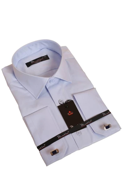 Mavi Dar Kesim Micro Kumaş Kol Düğmeli Slim Fit Erkek Gömlek - 201-4 ürün görseli 1