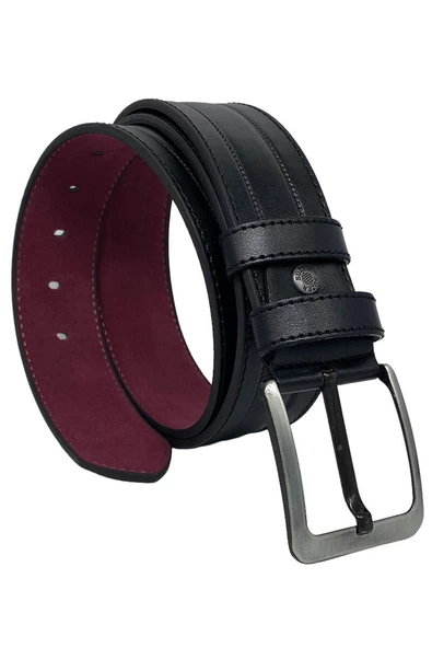 Siyah Suni Deri Dikişli Model 4.5 cm.lik Spor Kot Kemer - 4500-61-22KS ürün görseli 1