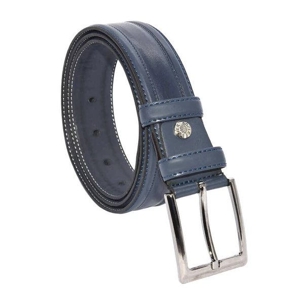 Lacivert Suni Deri Desenli Model 3.5 cm.lik Klasik Kemer - 8045-61 ürün görseli 1