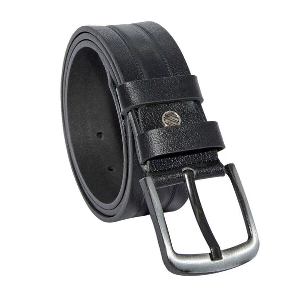 Siyah Hakiki Deri Desenli Model 4.5 cm.lik Spor Kot Kemer - 500-61 ürün görseli 1
