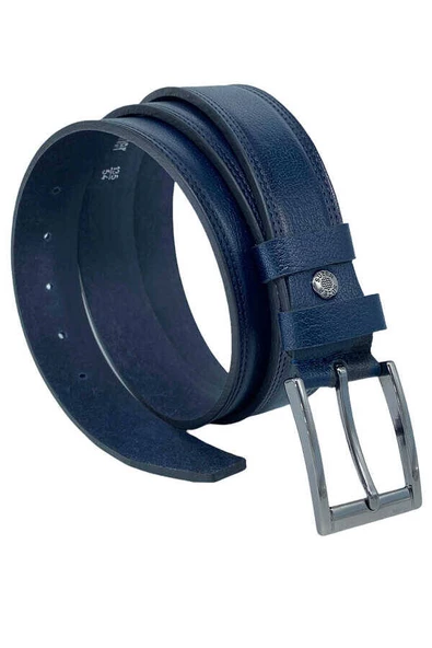 Lacivert Hakiki Deri Dikişli 3.5 cm.lik Klasik Erkek Kemer - 305-28 ürün görseli 1