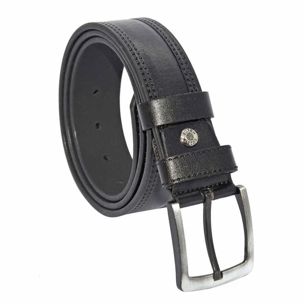 Siyah Suni Deri Dikişli Model 4 cm.lik Spor Kemer - 7000-28 ürün görseli 1