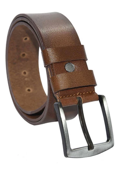 Açık Kahve Hakiki Deri Düz Renk 4.5 cm.lik Spor Kemer - Tek Katmanlı Manda Derisi - 511-Düz-21S ürün görseli 1