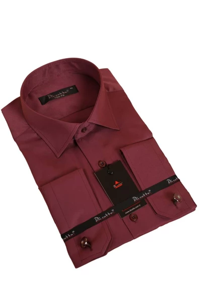 Mürdüm Dar Kesim Micro Kumaş Kol Düğmeli Slim Fit Erkek Gömlek - 201-23 ürün görseli 1