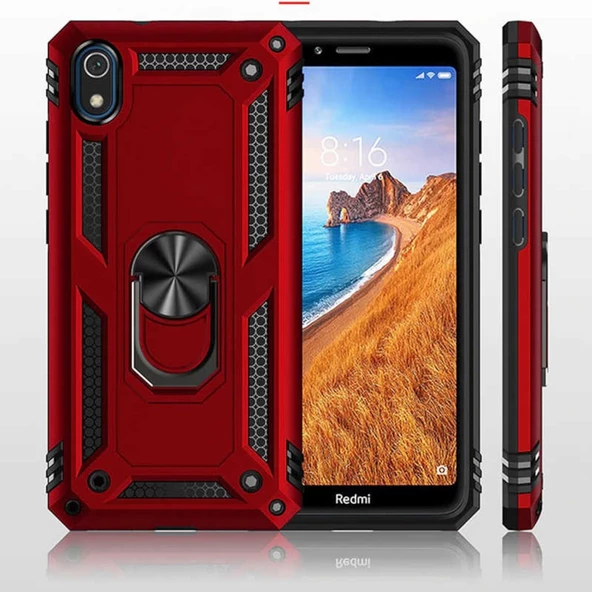 Xiaomi Redmi 7A Yüzüklü Standlı Manyetikli Armor Vega Zırh Kılıf ürün görseli 1
