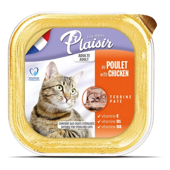Plaisir Pate 100Gr Tavuk Etli 12Adet Yaş Kedi Maması ürün görseli 1