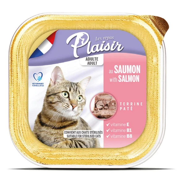 Plaisir Pate 100Gr Somon Balık Etli 1Adet Yaş Kedi Maması ürün görseli 1