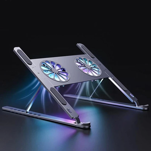 UpWay Katlanabilir Alüminyum Turbo Fanlı Macbook Laptop Soğutucu Stand 10-17 İnç ürün görseli 1