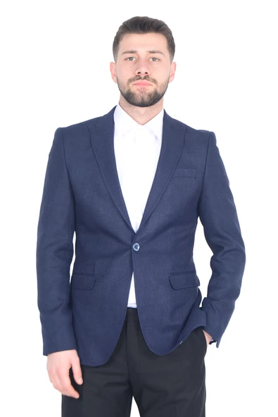 Cengiz İnler Dokulu Kırlangıç Yaka 6 Drop Yün Erkek Ceket ürün görseli 1