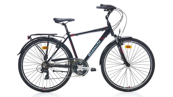 Bianchi Travel 504 V Fren 21 Vites 28 Jant Şehir Bisikleti Siyah Kırmızı 48 Kadro ürün görseli 1