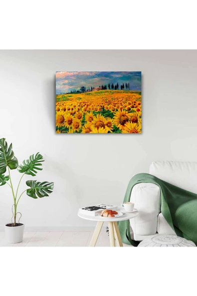 Ayçiçek Tarlası Canvas Tablo (50x70) - Resim 3