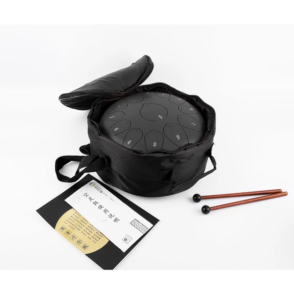 Jwin JTN-1213 12 Inç 13 Ses Ton Çelik Handpan Tongue Drum Davulu - Siyah ürün görseli 1