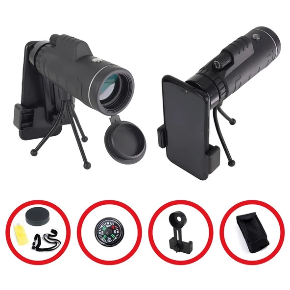 SKYPAL ST-201M 40X60 Monoküler Tripodlu Dürbün Taşıma Çantası ve Mobil Aparat ürün görseli 1