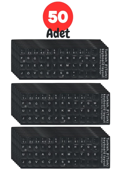 MN6 MF01 Türkçe F Klavye Sticker/Kaliteli -50 Adet/Türkçe F Klavye Etiketi ürün görseli 1