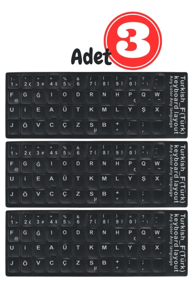 MN6 MF01 Türkçe F Klavye Sticker/Kaliteli PVC-3 Adet/Türkçe F Klavye Etiketi ürün görseli 1