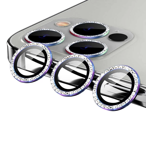 Vendas iPhone 12 Pro Lins Serisi Fashion Taş Tasarımlı Kamera Lens Koruyucu ürün görseli 1